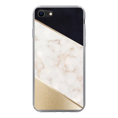 Produktbild von MuchoWow® Handyhülle Schutzhülle Hülle für iPhone SE 2022 Marmor - Gold - Rosa Silikon Softcase Handy Hülle - Schutzhülle