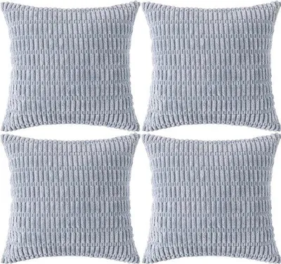 Produktbild von Dekorationskissenbezüge, Set aus 4 – Samtoptik, 50 x 50 cm – Blau-Grau – Zierkissen für die Couch