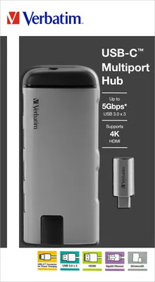 Produktbild von Verbatim 49142, USB 3.2 Gen 1 (3.1 Gen 1) Type-C, Schwarz, Silber, MicroSD (TransFlash), USB 3.2 Gen 1 (3.1 Gen 1) Type-C, Metall, USB