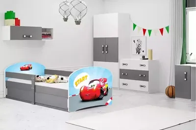Obrázok produktu pre Detská posteľ s úložným priestorom s matracom 80x160 ZÁVODNÍK 1 - grafit