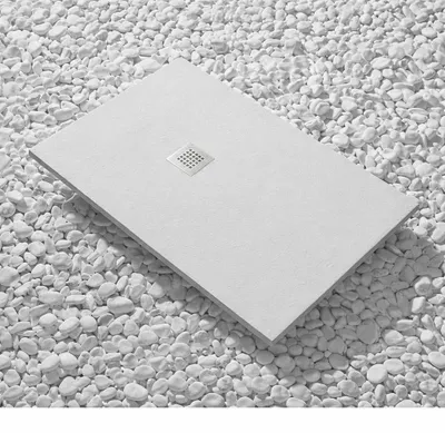 Produktbild von Duschwanne 85X100 cm Vulcano Line Slim Hellgrau Ral 7035 aus Kunstharz und Marmorpulver mit freiem Abfluss - FRASCIO