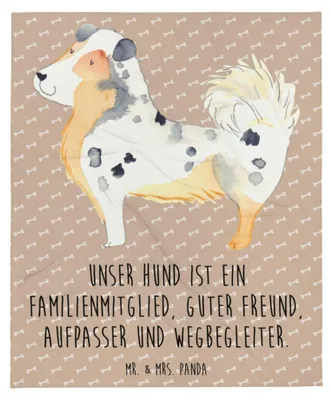 Produktbild von Mr. & Mrs. Panda Tagesdecke Hund Australien Shepherd - Hundeglück - Geschenk, Spruch, Sofadecke, Familie, Flauschige Decke, Sofaüberwurf, Sprüche, Kuscheldecke, Bettdecke