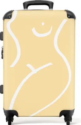 Produktbild von NoBoringSuitcases.com® Großer Koffer - Frau - Linienkunst - Gelb - Abstrakt - Kombinationsschloss TSA - Hartschalen Trolley 4 Rollen - 72 liter - Reisekoffer - 66 cmKoffer Mittelgroß 67x43x25 cm, 72L,