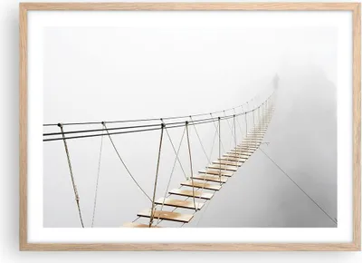 Produktbild von Gerahmtes Poster - Rahmen in heller Eiche - Brücke ausgesetzt Nebel - 70x50 cm - Wand Bild - Wanddeko - Wandbilder - Kunstposter - Wandposter - Bilderrahmen - Bilder - Kunstdruck - P2NAA70x50-5018
