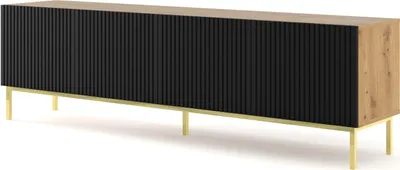 Produktbild von FURNLUX Fernsehtisch Ravenna B Beige Und Schwarz Und Gold 200cm / Hauptfarbe: Schwarz / Abmessungen: 200 x 58 x 42 cm