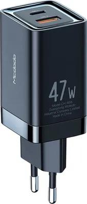 Produktbild von Mcdodo 47W GaN Wandladegerät 1x PD USB-C (Typ-C) 1x USB Anschluss Handy-Ladegerät Schnell-Ladegerät schwarz