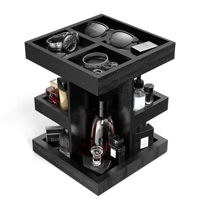Produktbild von Parfüm-Organizer aus Holz, 3-stöckiger drehbarer Parfümständer mit 360°-Rotation, großer Stauraum für Schreibtisch, Badezimmer & Nachttisch