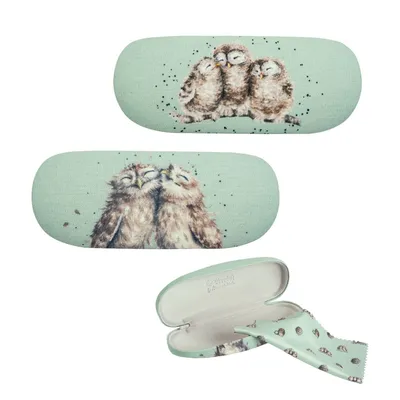 Produktbild von Wrendale Designs Brillenetui Hardcase Kuscheleulen mit Putztuch