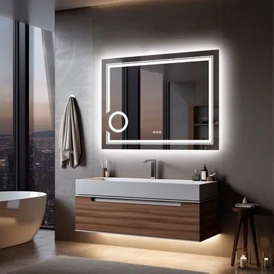 Obrázok produktu pre Osvetlené kúpeľňové zrkadlo 70 x 90 cm s dotykovým ovládaním