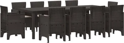 Image de Ensemble de salle à manger pour jardin 11 pcs Marron