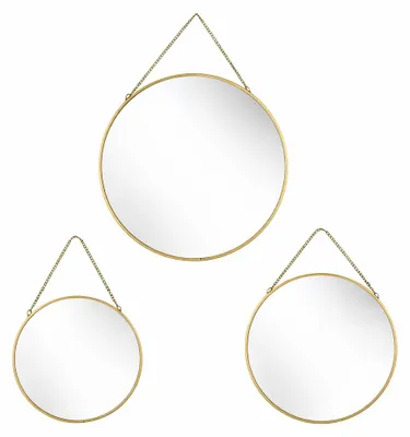 Produktbild von Wandspiegel-Set Metall/Glas Mondex Alexia Ø 28/24/19 cm Gold 3er-Set