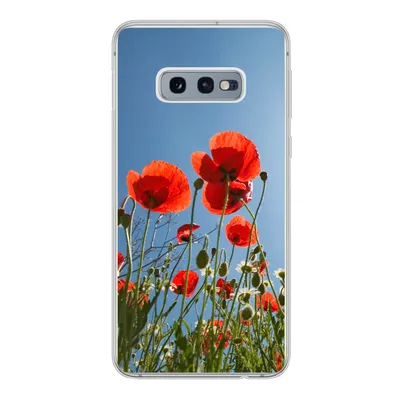 Produktbild von MuchoWow® Handyhülle Schutzhülle Hülle für Samsung Galaxy S10e Strahlende Sonne über einigen Mohnblumen in Spanien Silikon Softcase Handy Hülle - Handy