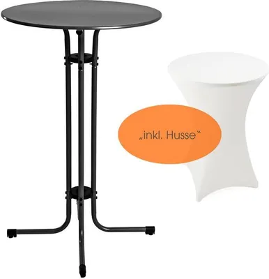 Produktbild von Stehtisch Bistrotisch Metall Garten Tisch Ø 70 cm Bartisch Schwarz inkl. Husse