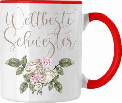 Produktbild von Trendation - Weltbeste Schwester Tasse Geschenk Schwesterherz Lustiger Spruch Geburtstag Schwester (Rot)