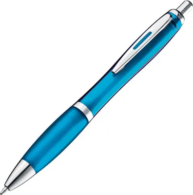 Produktbild von 25x Kugelschreiber / transparent mit Metallclip / Farbe: transparent hellblau