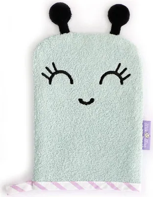 Produktbild von Milk&Moo Sangaloz Waschhandschuh, kuschelweicher Waschlappen für Babys und Kinder, Badeschwamm, Badehandschuh, aus 100% Baumwolle, weich und lustig, blau, ab 0 Monaten