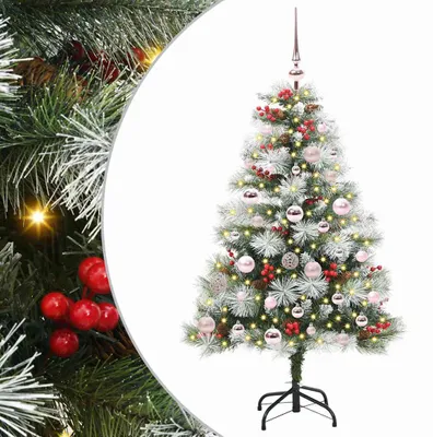 Image de vidaXL Sapin de Noël artificiel vert et blanc 120 cm
