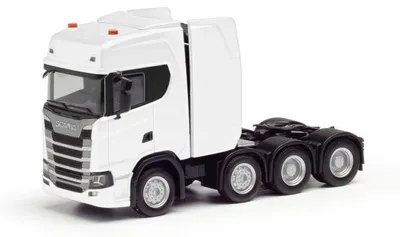 Zdjęcie produktu dla Herpa – ciężarówka Scania CS 20 HD, ciągnik siodłowy do transportu ciężkiego, biały, 308601