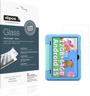 Produktbild von 2x Schutzfolie für Blackview Tab 20 Kids - Anti-Shock 9H Folie dipos Glass Kunststoffglas