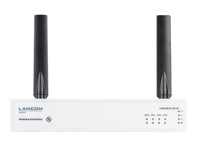 Produktbild von LANCOM R&S Unified Firewall UF-60 LTE, 3,5 Gbit/s, 0,79 Gbit/s, 700 Mbit/s, Extern, IEEE 802.1Q, BGP