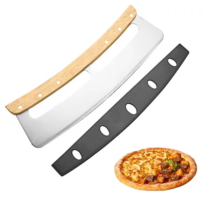 Pizzasnijder Edelstahl Holzgriff 32 cm Wiegemesser