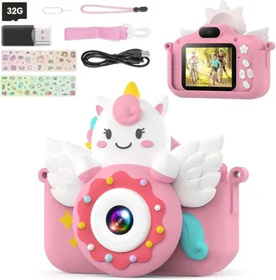 Productafbeelding van Digitale Kindercamera met 1080P en 32 GB Geheugenkaart voor Kinderen van 3-10 Jaar