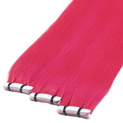 Produktbild von hair2heart Premium Tape Extensions Echthaar glatt - 10 Tapes 2.5g 60cm Pink
