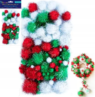 Obrázek produktu pro VÁNOČNÍ POMPOMY Polyesterové pompomy metalizované kuličky 100 kusů DpCraft