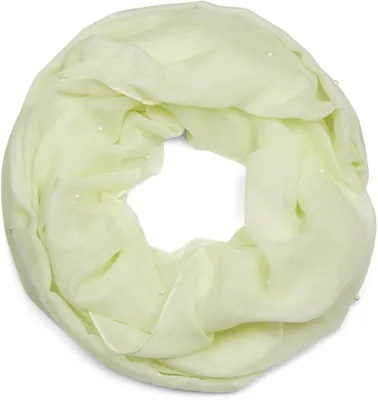 Produktbild von styleBREAKER Damen Loop Schal mit Perlen Applikation, Unifarben, Leichter Schlauchschal Einfarbig, Tuch 01016168
