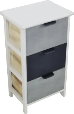 Immagine prodotto di Milani Home - mobiletto in legno con 3 cassetti, bianco e grigio chiaro, 34 x 25 x 61 cm