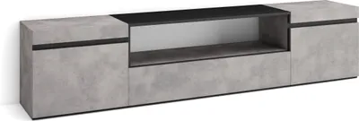 Produktbild von TV-Schrank, Lowboard, 200x35x45cm, Für TV-Geräte bis zu 80", Fernsehtisch, Zementgrau