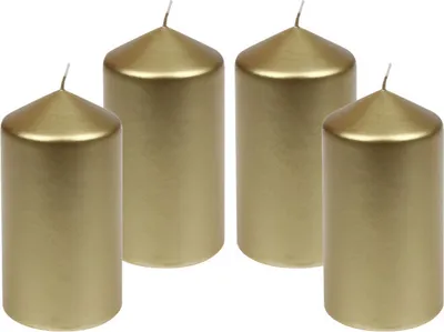 Produktbild von 4er Set Adventskranzkerzen "Edelglanz" Gold 15 x 7,7 cm, Qualitäts Kerzen, Tropffrei, Rußfrei