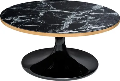 Produktbild von Casa Padrino Luxus Couchtisch Schwarz / Messingfarben Ø 90 x H. 41 cm - Luxus Wohnzimmertisch