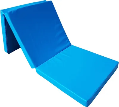Obrázok produktu pre Skladacia matrac skajová 195x65x8 cm modrá, 3-dielna, turistická, gymnastická, ľahko čistiteľná