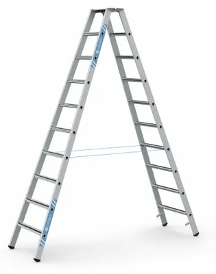 Produktbild von Zarges gebördelte Stehleiter, eloxiert Saferstep B 2x10 Stufen