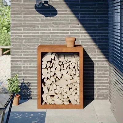 Immagine prodotto di Portaregna da esterno – Portaegna moderno – Design aperto – Metallo – 60x40x80 cm