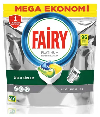 Produktbild von Fairy Platinum All In One Geschirrspülkapseln Zitrone 96 Stück, Größe uniw