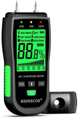 Productafbeelding van Vochtmeter, detector met lcd-display, houtvochtigheidsmeter, houtvochtigheidsmeter voor brandhout, hout, papier, vloeren