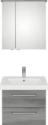 Produktbild von Pelipal Badmöbel-Set Sunline 105 BxHxT 66 x 200 x 46,5 cm Frontfarbe graphit struktur quer mit Keramik-Waschtisch Wascht