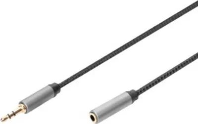 Zdjęcie produktu dla Digitus Przedłużacz audio, złącze 3,5 mm mini jack na gniazdo 3,5 mm jack, 3.5mm, Męska, 3.5mm, Żeńska, 3 m, Czarny