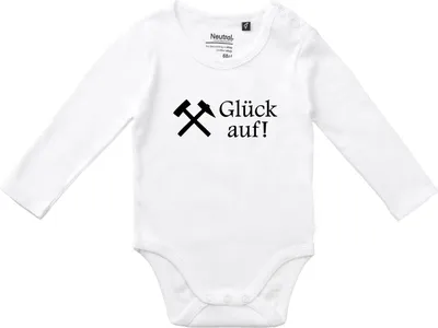 Produktbild von Huuraa Baby Body Glück auf! Ruhrpott 80 White  Baumwolle Fairtrade Langarmbody Geschenkidee