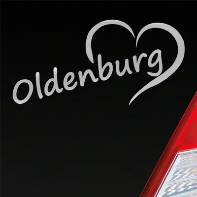 Produktbild von Auto Aufkleber Oldenburg Herz Stadt City Love Liebe 16,5x8 cm Silber Sticker Heckscheibenaufkleber