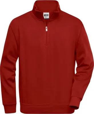 Produktbild von James & Nicholson Sweatshirt Workwear, Half Zip, Gr. 4XL,weinrot