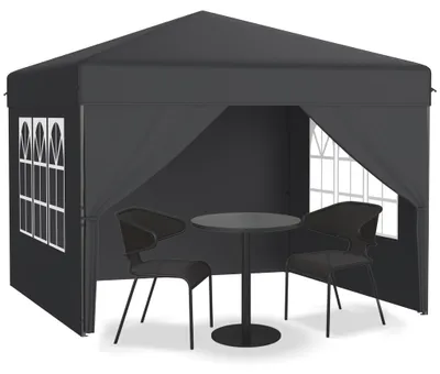 Obrázek produktu pro UISEBRT 3x3 m skládací stan, rychlé rozložení jedním tlačítkem, voděodolný a s UV ochranou, se 4 bočními stěnami, včetně tašky – antracit