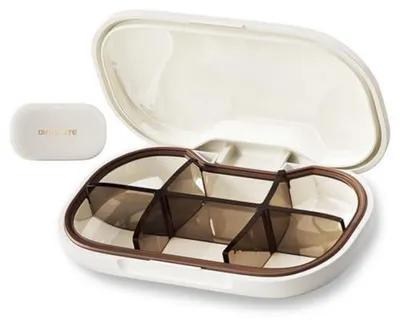 Produktbild von Pillendose 6 Fächer Weiß Tragbar Feuchtigkeitsbeständig Polycarbonat 10,2 x 6 x 2,2 cm