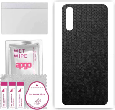 Produktbild von apgo Rückseite Schutzfolie, Skin, kompatibel mit vivo iQOO Neo 855, Hinten Displayschutzfolie aus Vinylfolie, kratzfest, einfache Montage - Schwarze Honigwabe