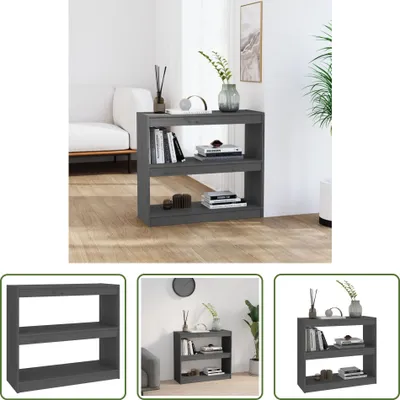 Produktbild von The Living Store Bücherregal/Raumteiler Grau 80x30x71,5 cm Massivholz Kiefer