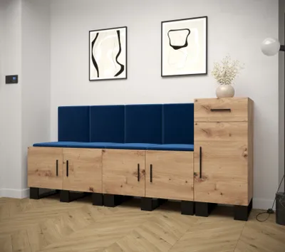 Obrázek produktu pro Předsíňová sestava RUMIE 17 - dub artisan, modré panely