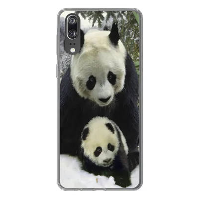 Produktbild von MuchoWow® Handyhülle Schutzhülle Hülle für Huawei P20 Panda - Jungtier - Schnee Silikon Softcase Handy Hülle - Hardcover