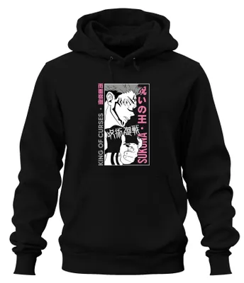 Zdjęcie produktu dla Bluza z kapturem uni w stylu anime „Jujutsu Kaisen: Sukuna – Król Klątw”, czarny, rozmiar 3XL